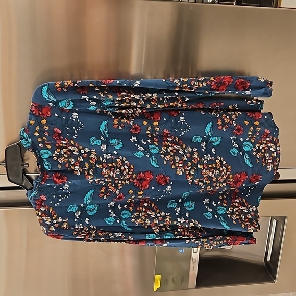 💕YESSICA💕 Long Sleeve Blouse ~ 100% Viscose Blue Botanical Print 38 EU - Picture 2 of 10